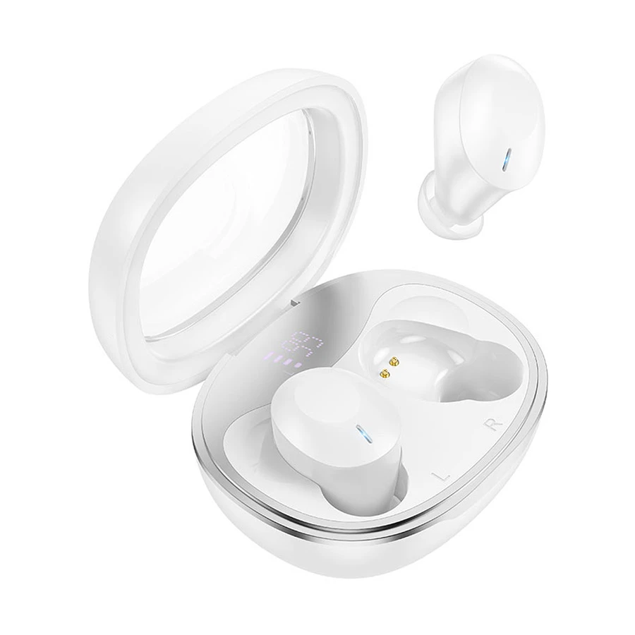 hoco-eq3-smart-white-tws-bluetooth-21769860199 Hoco EQ3 Smart Wireless Earbuds – White - Image 1