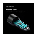 Oraimo Bullet 48 2-Port Car Charger – Dark Chrome - Image 2