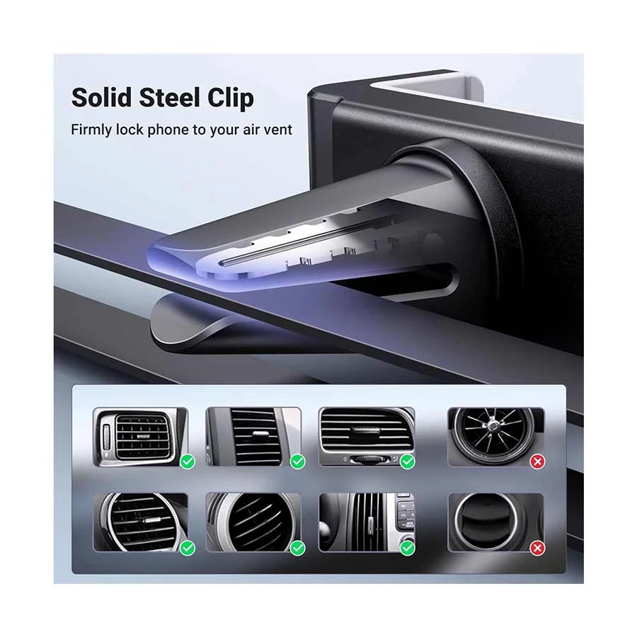 ugreen-air-vent-mount-gray-phone-holder-21704082853 UGREEN 30283 Air Vent Mount Car Air Vent Phone Holder – Gray - Image 1