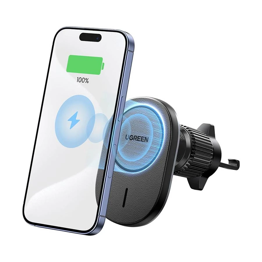 ugreen-cd345-25925-15w-qi-auto-alignment-11747890305 Ugreen CD345 MagSafe Auto-Alignment Car Mount Wireless Charger – Black - Image 1