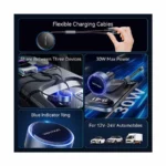 Vention FFOB0 Dual USB-C & Lightning Car Charger – Black - Image 3